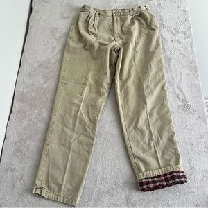 Eddie Bauer Pants‎ Men's 38x36 Fits 36x34 Straight Pleated Flannel Lined  Beige